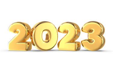 Happy New Year 2023 Gold 3D