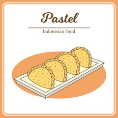 Hand Drawn of traditional Indonesian food called Pastel. Delicious Asian Food doodle