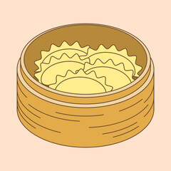 Hand Drawn Flat Design Doodle Dumplings Chinese Food