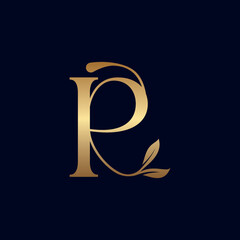 luxury premium leaf logo letter R