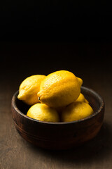 A lemons, juicy yellow citrus fruits
