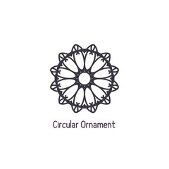Mosaic arabic linear ornament. Vector geometric circular emblem for ornamental design or logos