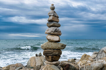 stack of stones on the beach