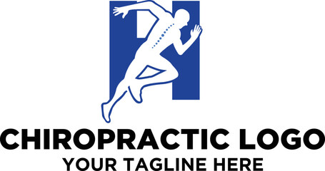 Fototapeta premium Letter-initial-H-Chiropractic-athlete-spine-care-health-logo-design-vector