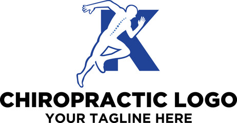 Letter-K-Chiropractic-athlete-spine-care-health-logo-design-vector
