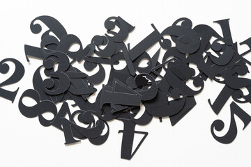 paper numbers on a white background