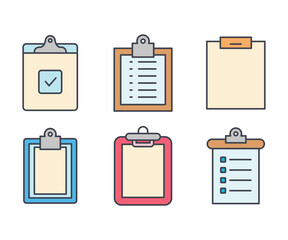 clipboard and document icons set vector illustration