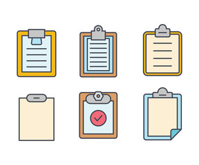 clipboard and document icons set vector illustration