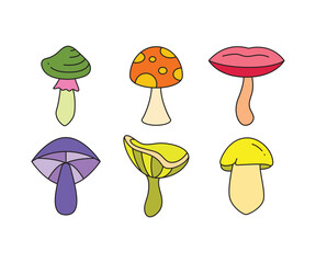 mushroom icons set vector illustration
