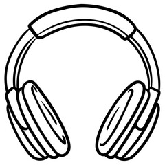 outline drawing of on ear headphones. Vector illustration.