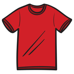 red T-shirt. vector drawing, isolated on white background.