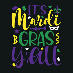 Mardi Gras T-shirt Design With Vector And Colorful Elements