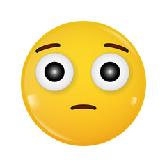 Yellow glossy icon of a sad face. Glossy sticker. Smile. Emoji 3d