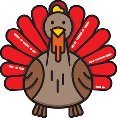 Vector Illustration of a Thanksgiving Turkey. November Celebration with colored Turkey Icon. Happy Thanksgiving celebration, can be use as logo, flyer, poster or banner.