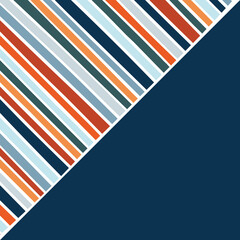Simple geometric design illustration with white hand drawn diagonal lines on colorful (blue, red, orange, navy blue, beige, light blue, turquoise) background