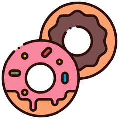 Donuts with strawberry and chocolate flavor illustration