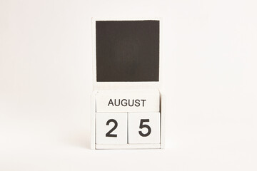 Calendar with the date August 25 and a place for designers. Illustration for an event of a certain date.