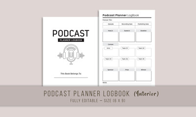 Podcast Planner LogBook KDP Interior Template