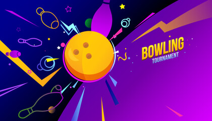 Vector illustration of bowling abstract background design for banner, poster, flyer template.