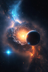 Spiral galaxy nebula, space art