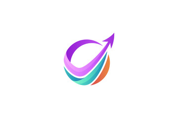 up arrow logo with colorful business concept