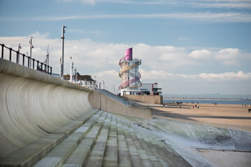 Breakwater by the beach in the seaside town of Redcar.