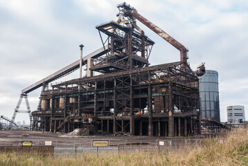 Fototapeta na wymiar Steelworks in Redcar during demolition, United Kingdom.