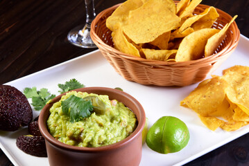 Guacamole Avocado Folder With Tomato Tomato Lemon Typical Mexican Tex Mex