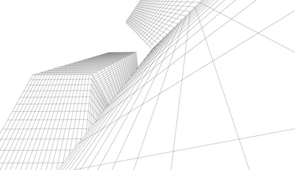 Abstract linear architecture on white background vector 3d illustration