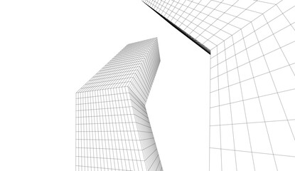 Fototapeta premium Abstract linear architecture on white background vector 3d illustration