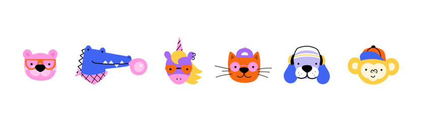 90s animal heads set