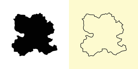 Bauska map, Latvia, Europe. Filled and outline map designs. Vector illustration