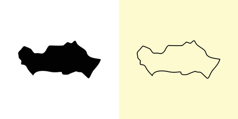 Blekinge map, Sweden, Europe. Filled and outline map designs. Vector illustration