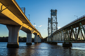 Sagadahoc and Carlton Bridges in Bath, Maine