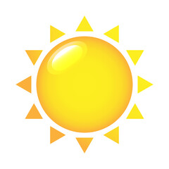 The sun icon, vector illustration. Yellow sun silhouette on a white background - 551320461