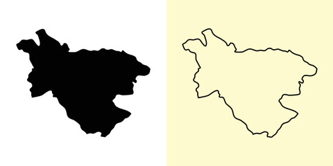 Burtnieki map, Latvia, Europe. Filled and outline map designs. Vector illustration