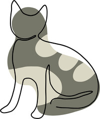 simplicity cat freehand continuous line drawing.