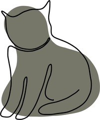 simplicity cat freehand continuous line drawing.