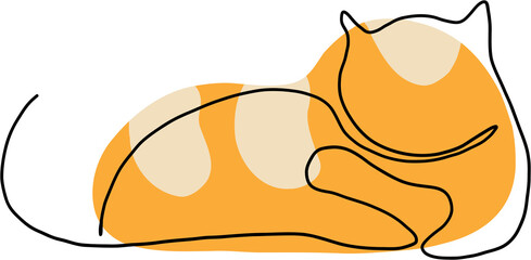 simplicity cat freehand continuous line drawing.