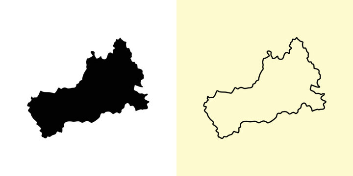 Cherkasy map, Ukraine, Europe. Filled and outline map designs. Vector illustration