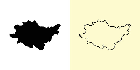 Dagda map, Latvia, Europe. Filled and outline map designs. Vector illustration