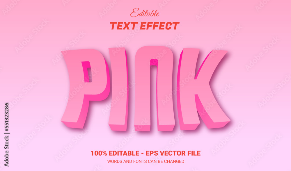 Canvas Prints editable text style effect . pink text style theme