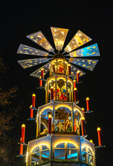 German Christmas Pyramid, Mannheim, Germany. Close-up
