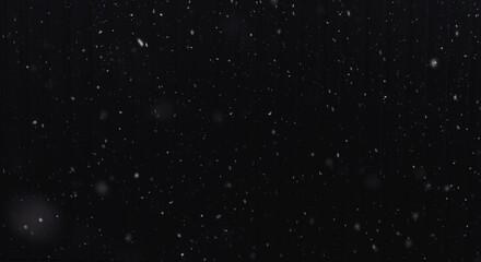 Fototapeta na wymiar Falling snow on a black background. Selective focus.