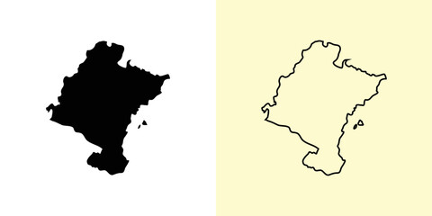 Navarra map, Spain, Europe. Filled and outline map designs. Vector illustration
