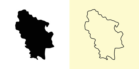 Nisporeni map, Moldova, Europe. Filled and outline map designs. Vector illustration