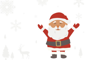 Christmas banner. Cartoon vector illustration of Santa Claus with snow. Decorated Christmas tree