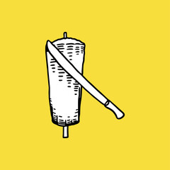 Doner Kebab Icon, Detailed drawing, Fast Food.