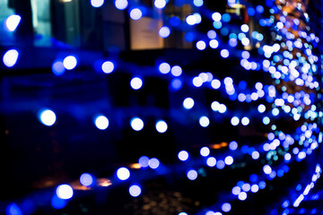 Blue and white line Lighting illumination and decoration items bokeh for Christmas and New Year Celebration