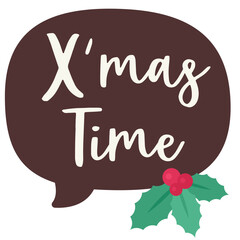 Xmas time icon, Christmas doodle vector illustration